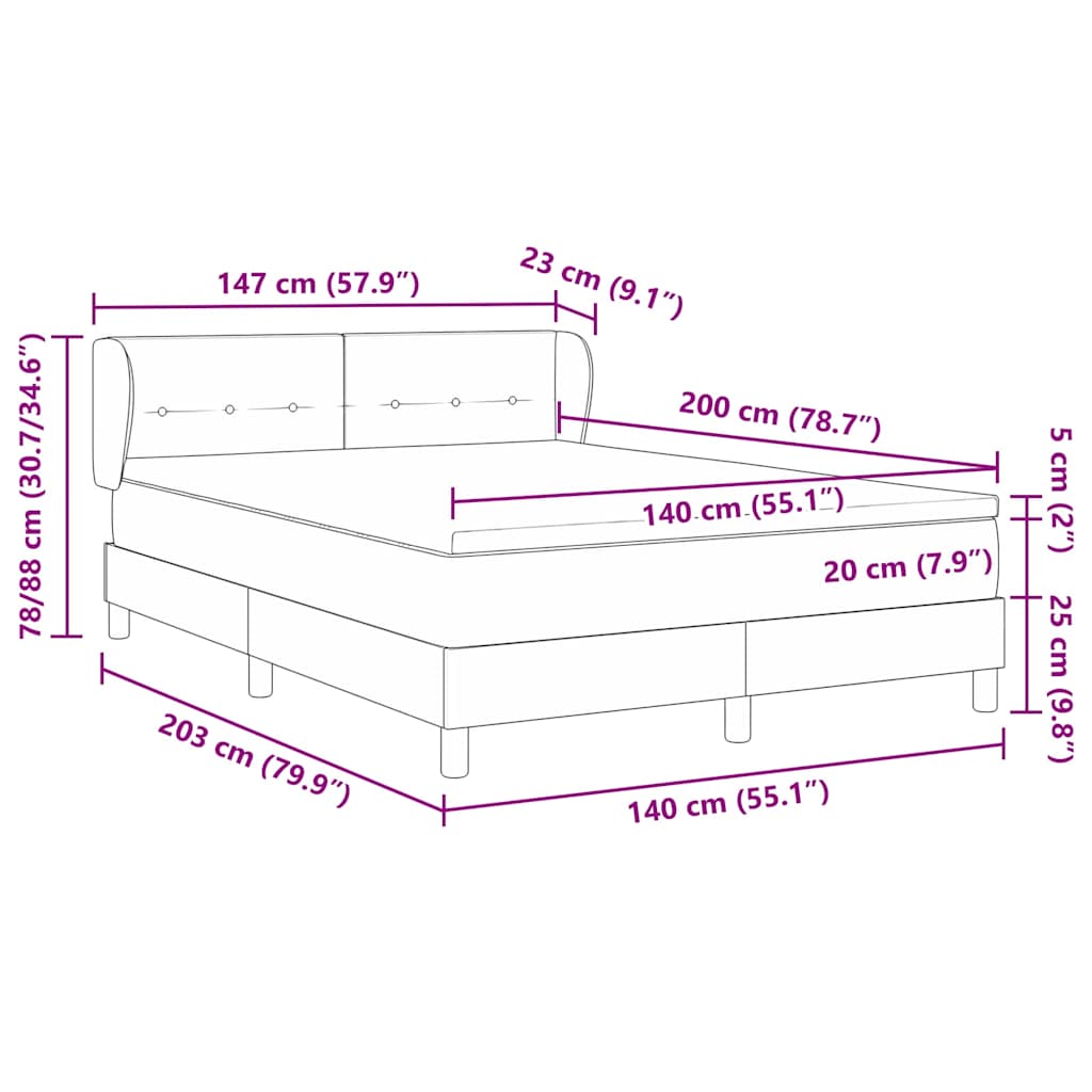 Box Spring-seng Med Madras Mørkegrå 80x200 Cm Fløjl Lysegrå - Billede 12