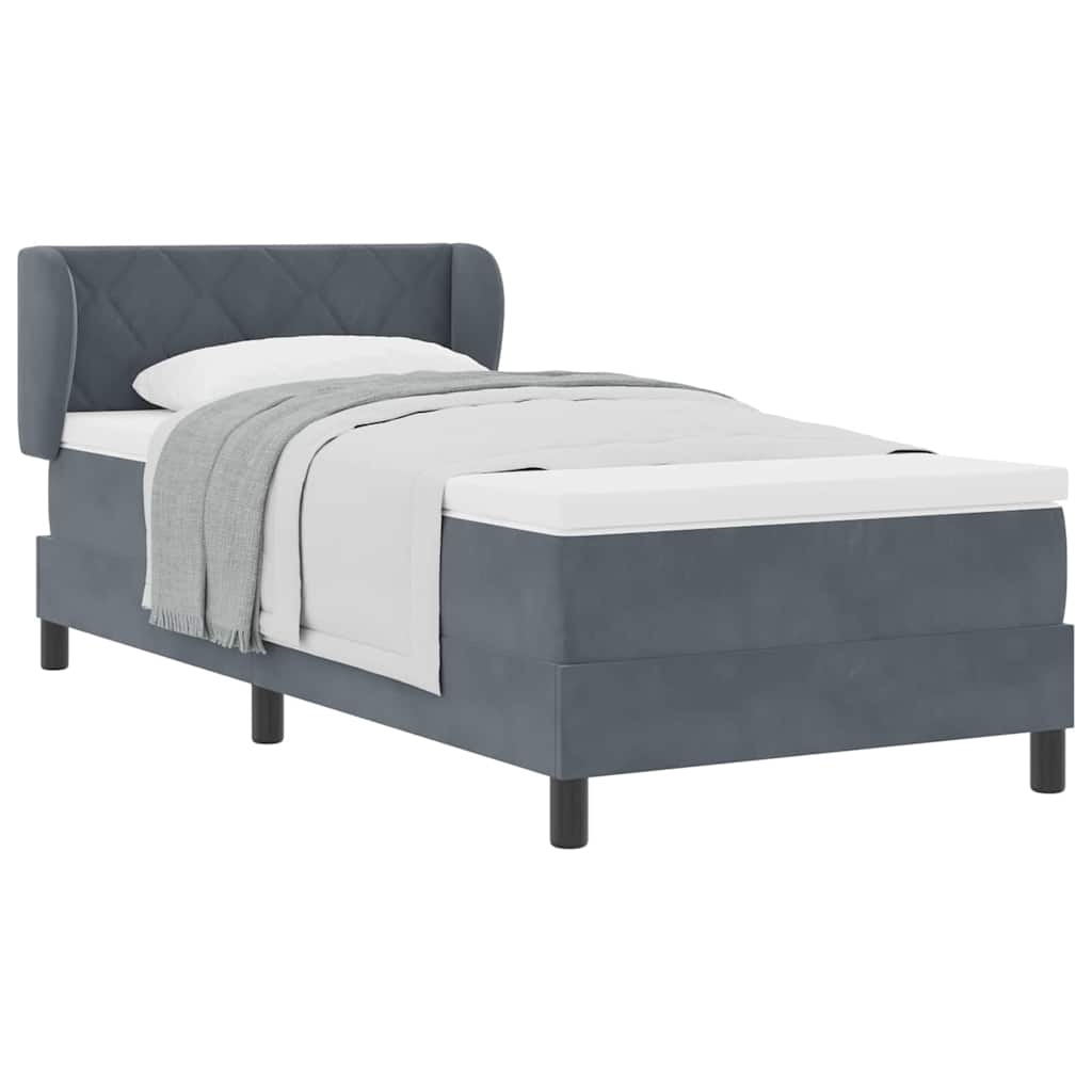 Box Spring-seng Med Madras Mørkegrå 80x200 Cm Fløjl Mørkegrå - Billede 3