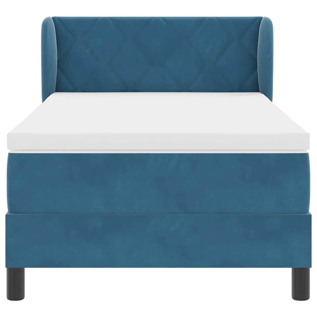 Box Spring-seng Med Madras Mørkegrå 80x200 Cm Fløjl Mørkeblå - Billede 6