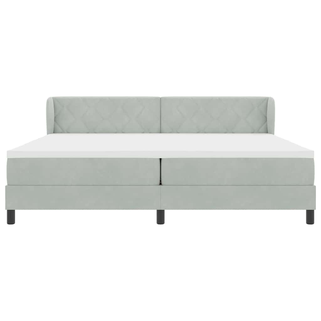 Box Spring-seng Med Madras Mørkegrå 80x200 Cm Fløjl Lysegrå - Billede 7