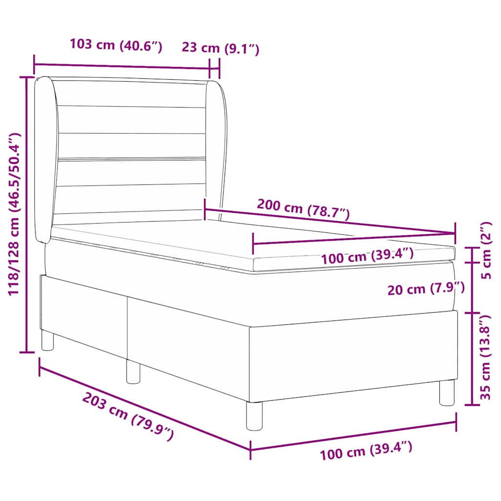 Box Spring Seng Med Madras Sort 100 X 200 Cm Stof - Billede 13