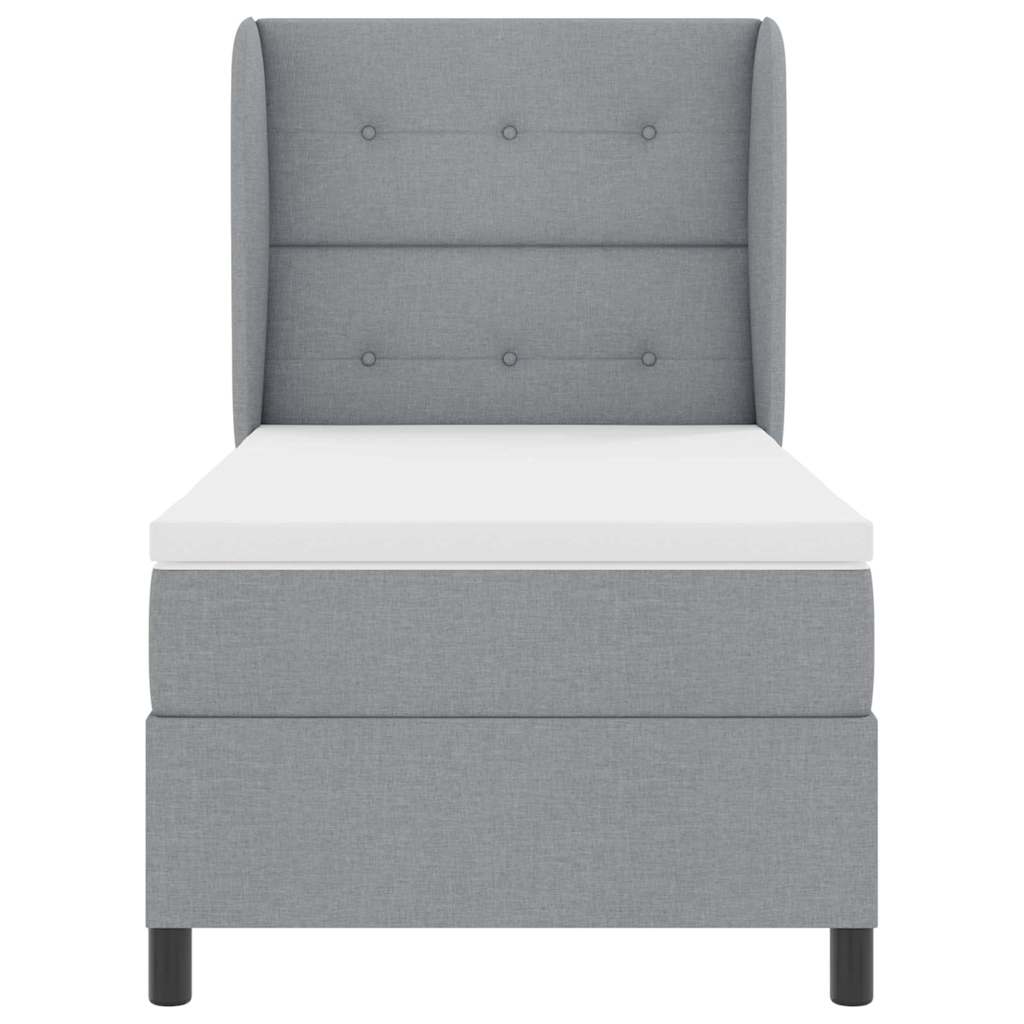 Box Spring Seng Med Madras Lysegrå 100 X 200 Cm Stof - Billede 8