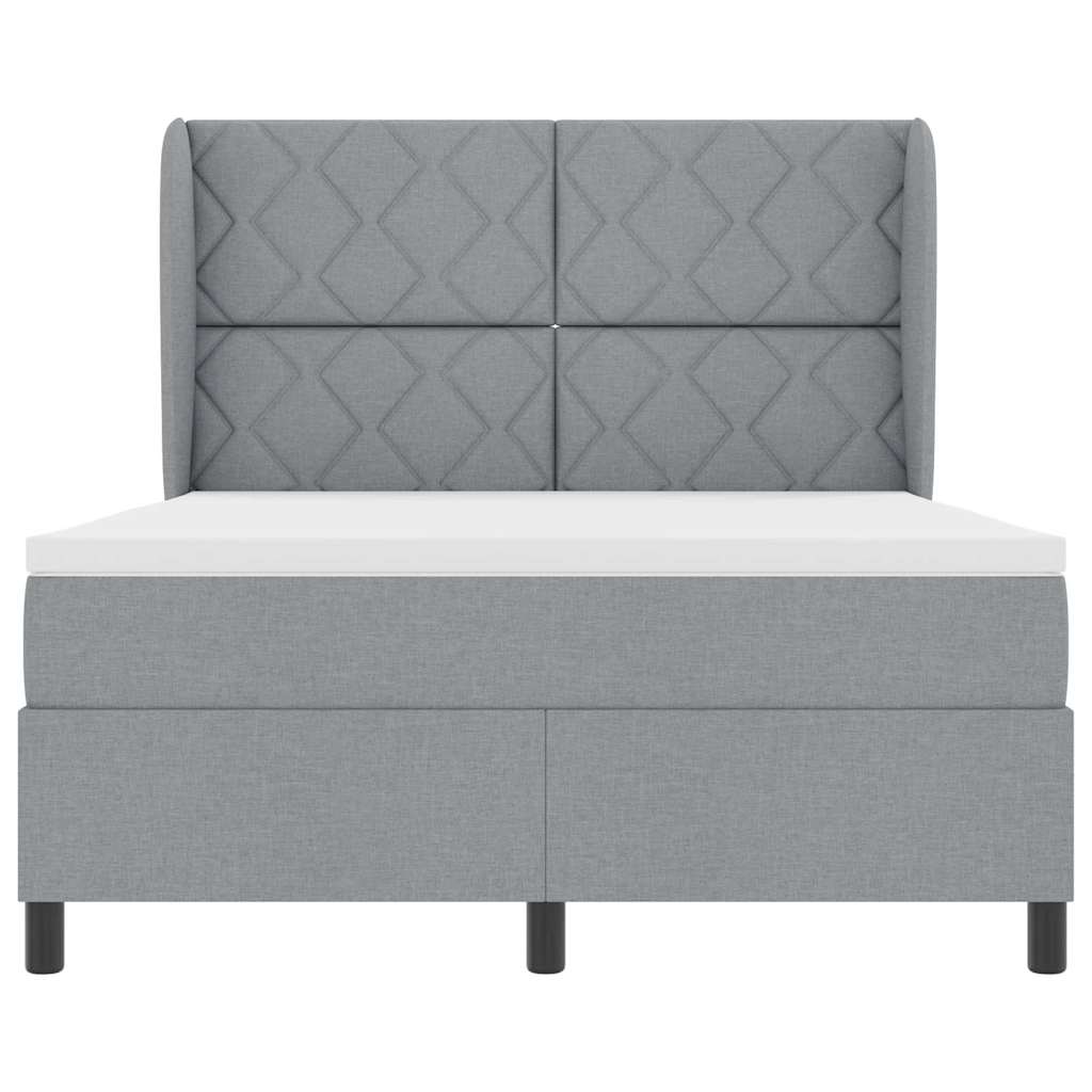 Box Spring Seng Med Madras Lysegrå 140 X 190 Cm Stof - Billede 7