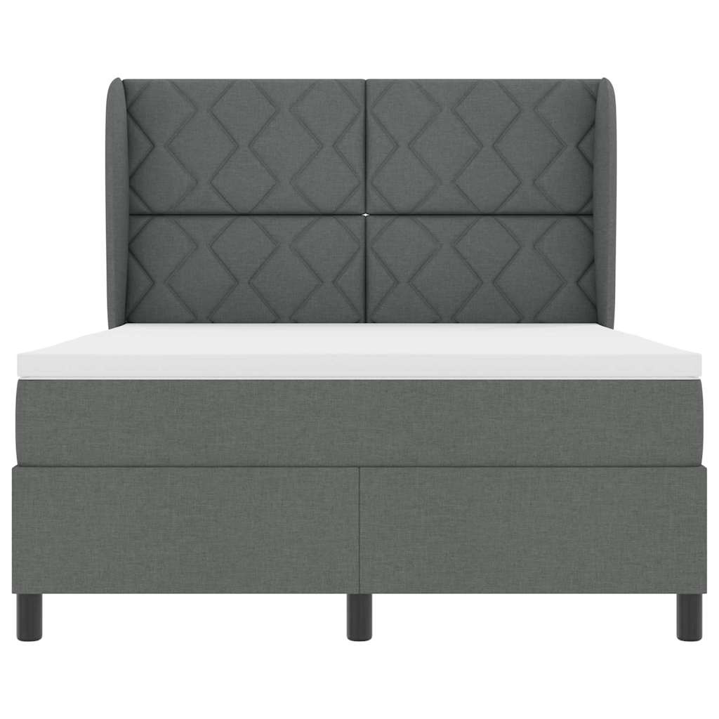 Box Spring Seng Med Madras Mørkegrå 140 X 190 Cm Stof - Billede 7
