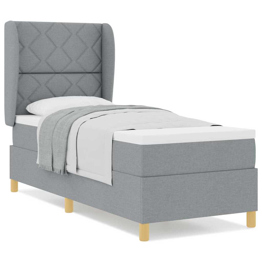 Boks-madras Seng Med Madras Mørkegrå 90x190 Cm Stof Lysegrå - Billede 4