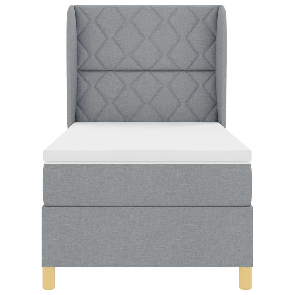 Boks-madras Seng Med Madras Mørkegrå 90x190 Cm Stof Lysegrå - Billede 8