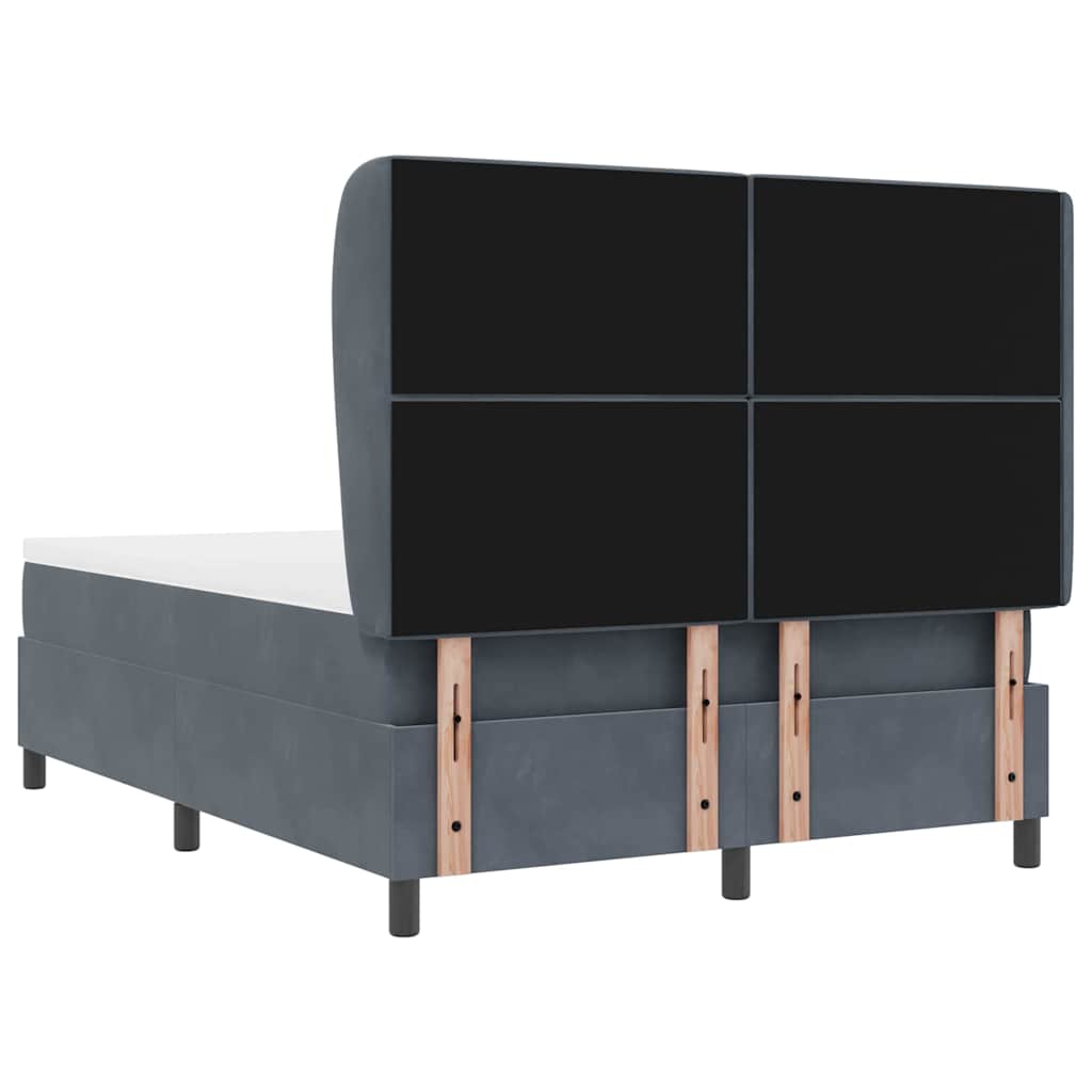 Box Spring Seng Med Madras Mørkegrå 140 X 200 Cm Fløjl - Billede 10