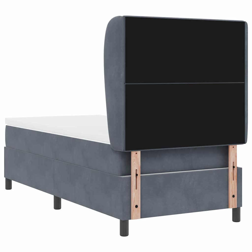 Box Spring Seng Med Madras Mørkegrå 80 X 200 Cm Fløjl - Billede 10