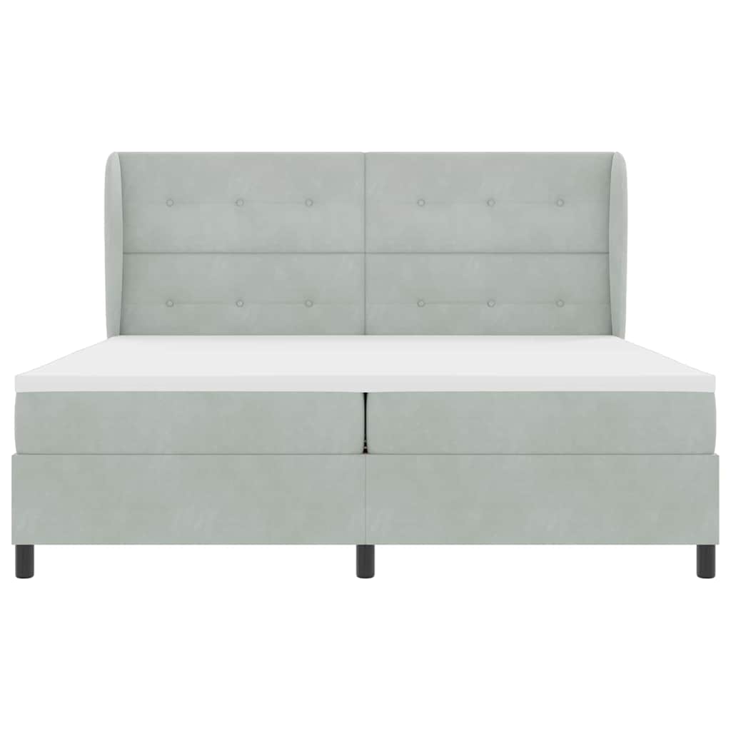 Box Spring Seng Med Madras Lysegrå 200 X 200 Cm Fløjl - Billede 8