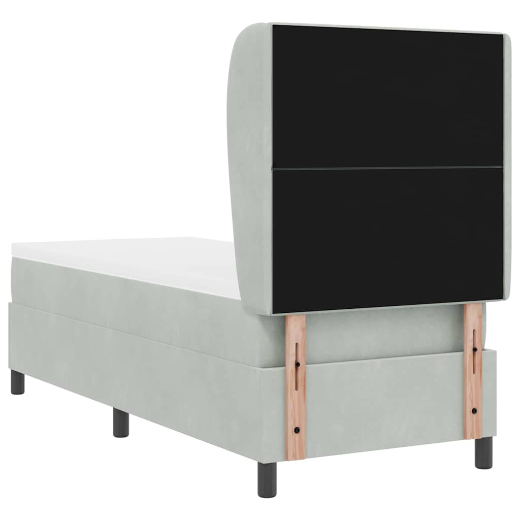 Box Spring Seng Med Madras Lysegrå 80 X 200 Cm Fløjl - Billede 10