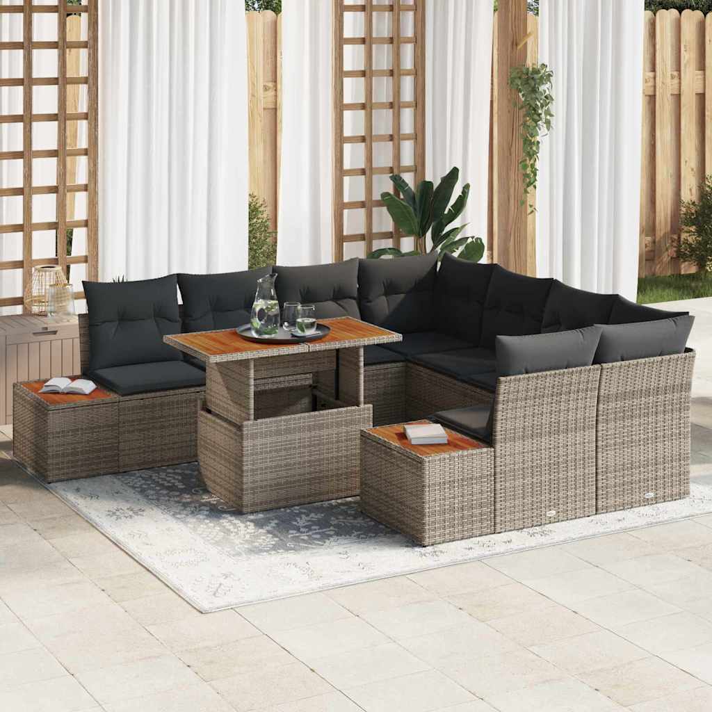 Havesofa Sæt 9 Stk. Polyrattan - Variant 3350056