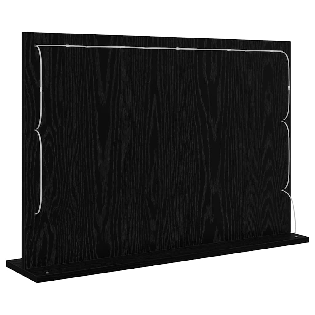 Vaskeskab Spejl Sort Eg 80 X 15 X 18 Cm Konstrueret Træ Og Glas - Billede 6