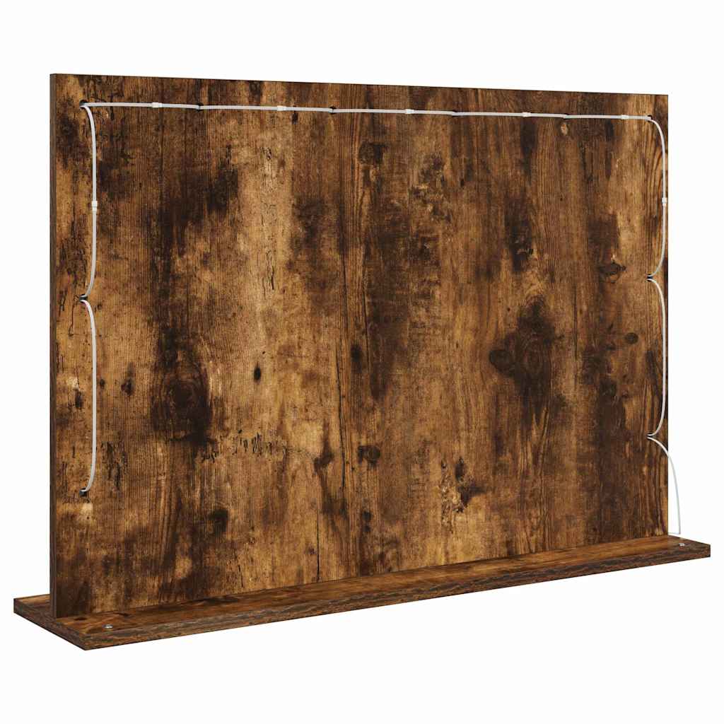 Vaskeskab Spejl Med Led -strimmellys Røget Eg 80 X 55 X 18 Cm - Billede 6
