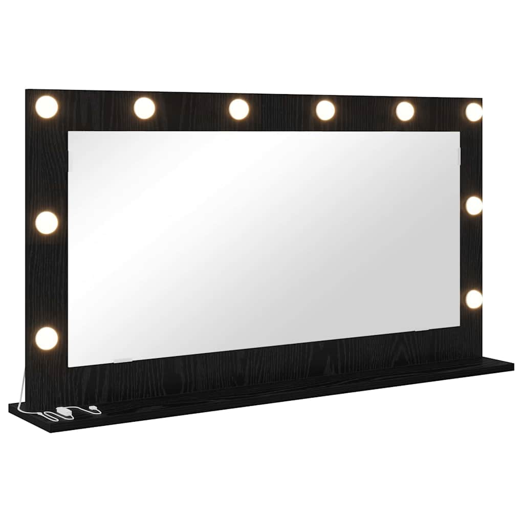 Vaskeskab Spejl Med Led -strimmellys Sort Eg 100 X 55 X 18 Cm - Billede 2