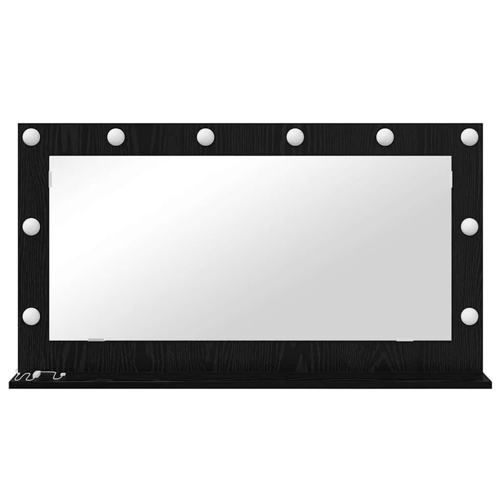 Vaskeskab Spejl Med Led -strimmellys Sort Eg 100 X 55 X 18 Cm - Billede 4