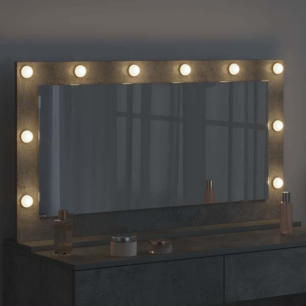 Vaskeskab Spejl Med Led -strimmellys Beton Grå 100 X 55 X 18 Cm - Billede 3