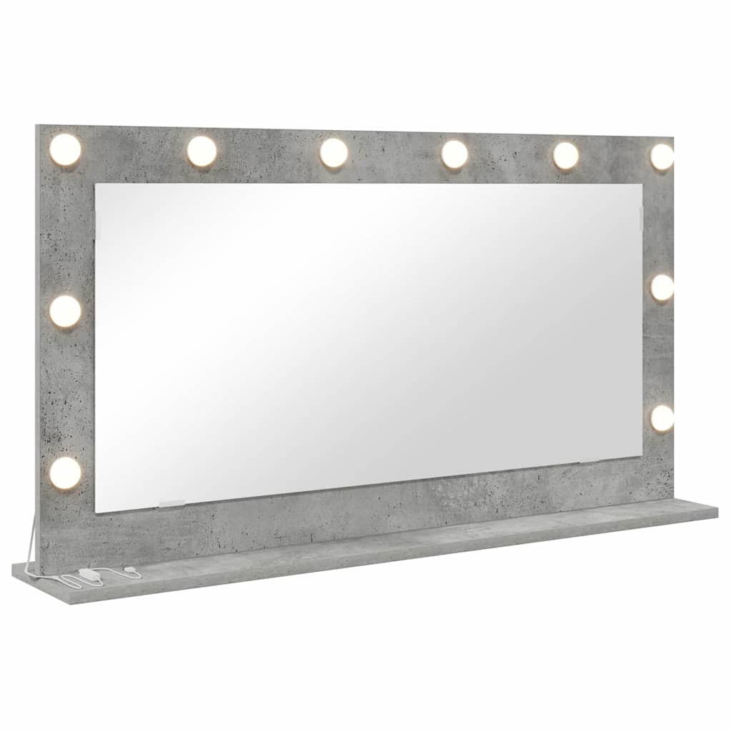 Vaskeskab Spejl Med Led -strimmellys Beton Grå 100 X 55 X 18 Cm - Billede 2