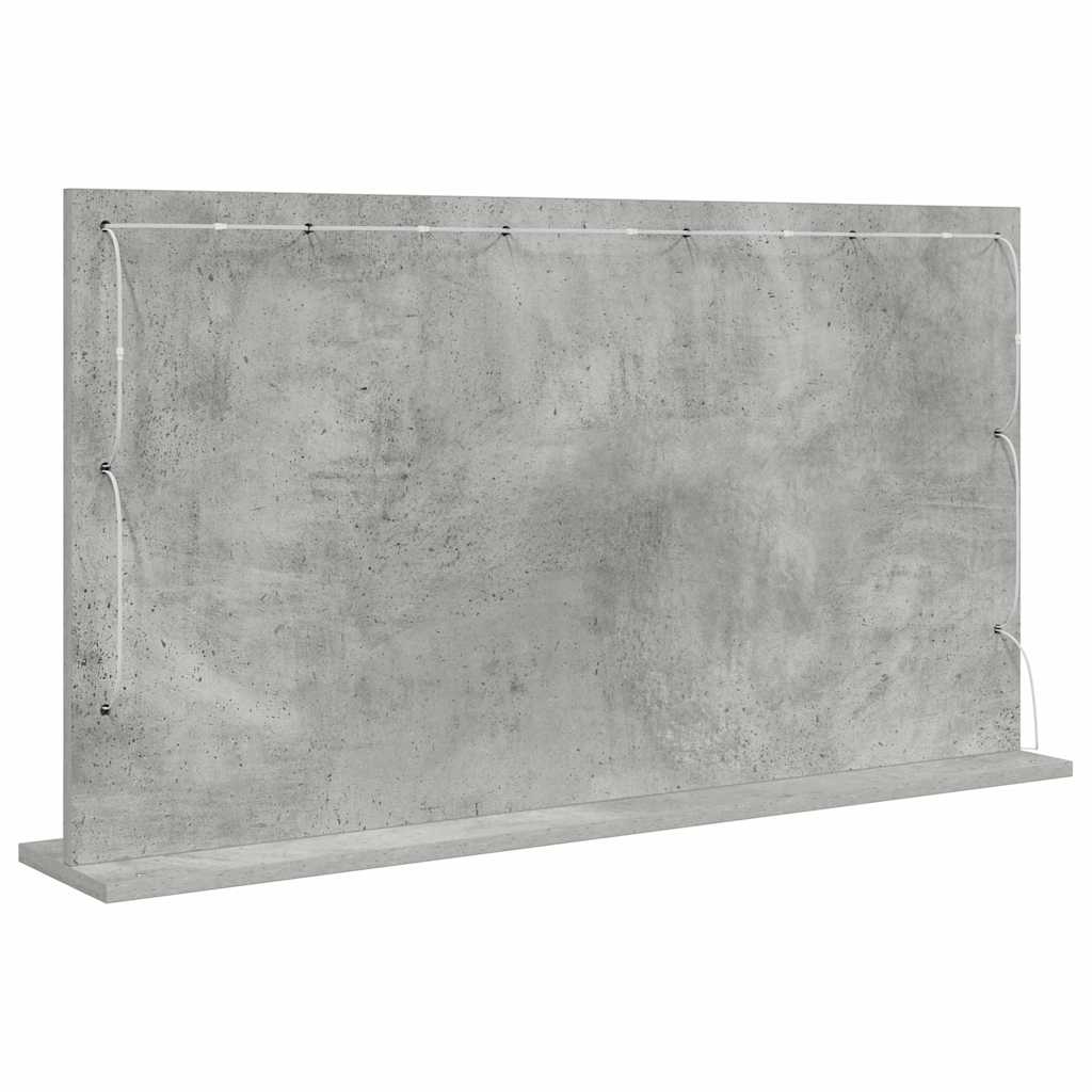 Vaskeskab Spejl Med Led -strimmellys Beton Grå 100 X 55 X 18 Cm - Billede 6
