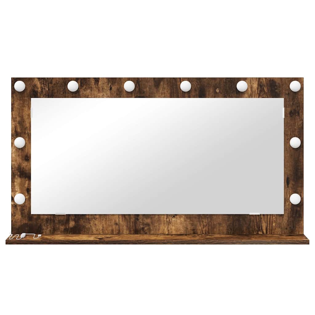 Vaskeskab Spejl Med Led -strimmellys Røget Eg 100 X 55 X 18 Cm - Billede 4