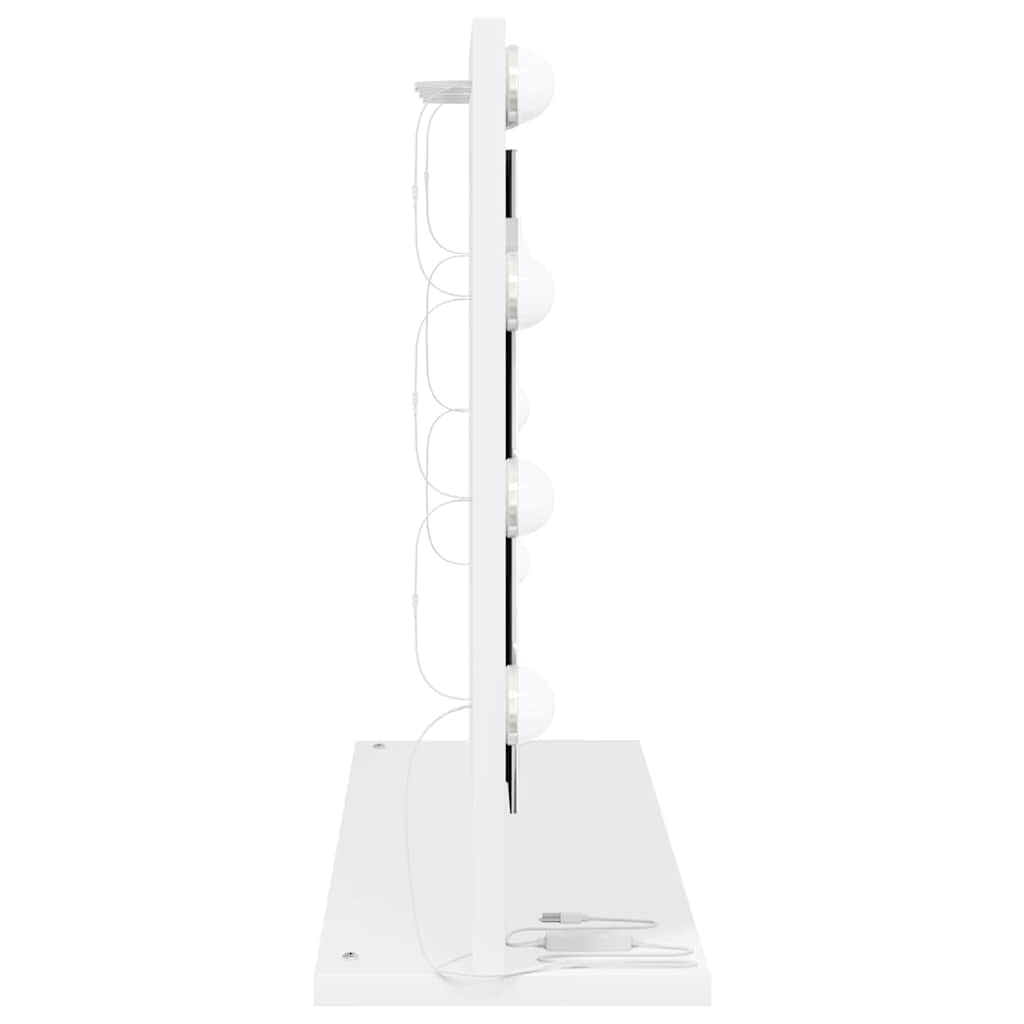 Vaskeskab Spejl Hvid 60 X 45 X 18 Cm Konstrueret Træ Og Glas - Billede 5