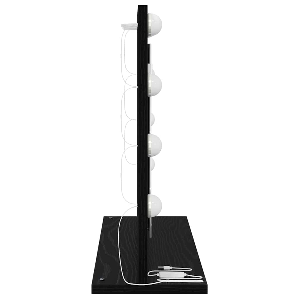 Vaskeskab Spejl Sort Eg 60 X 45 X 18 Cm Konstrueret Træ Og Glas - Billede 5