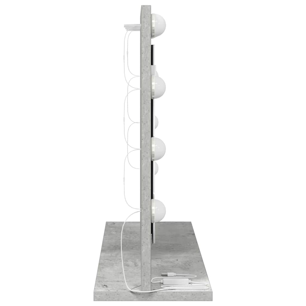 Vaskeskab Spejl Med Led -strimmellys Beton Grå 60 X 45 X 18 Cm - Billede 5