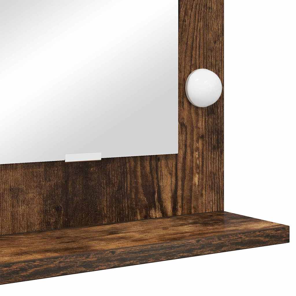 Vaskeskab Spejl Med Led -strimmellys Røget Eg 60 X 45 X 18 Cm - Billede 7
