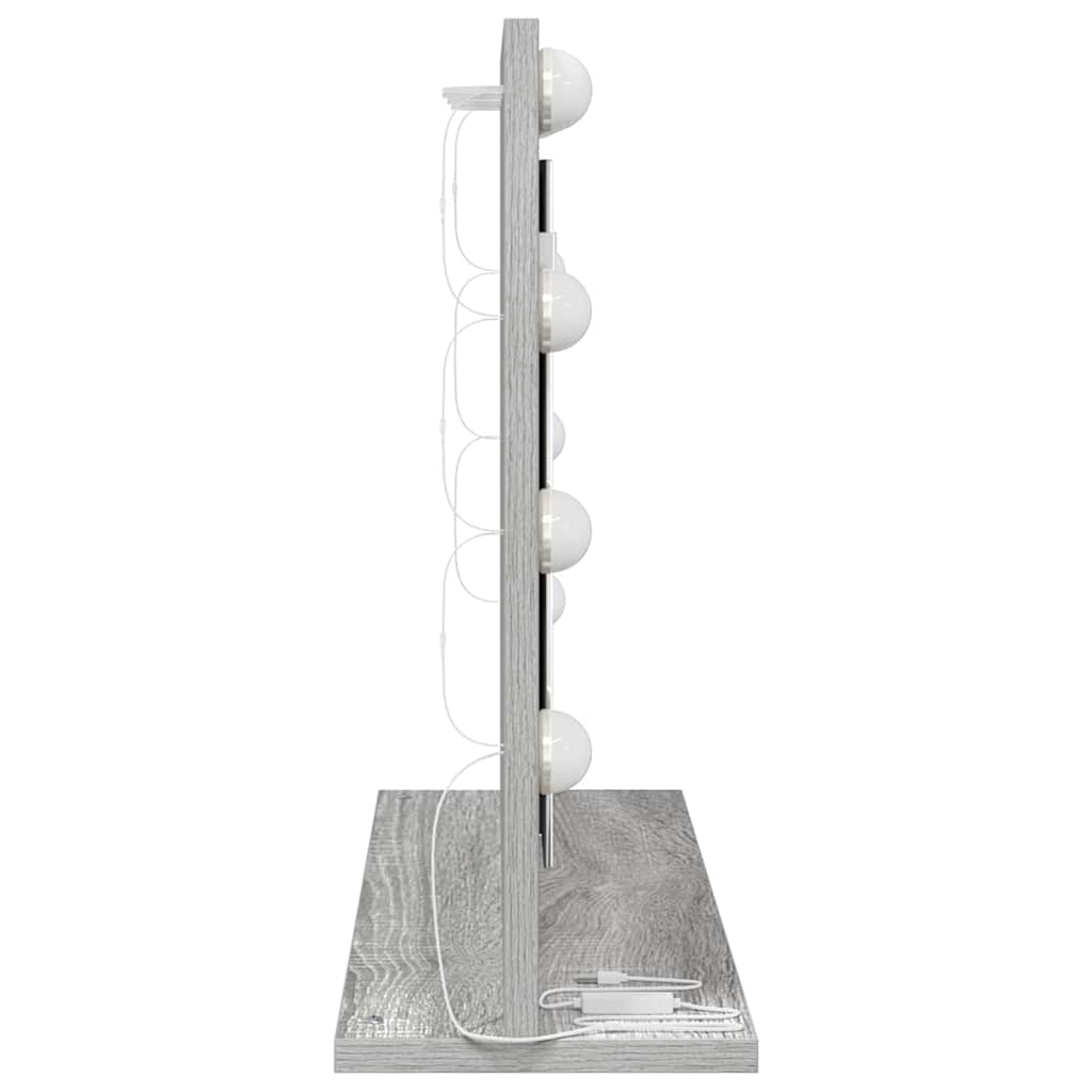 Vaskeskab Spejl Med Led -strimmellys Grå Sonoma 60 X 45 X 18 Cm - Billede 5
