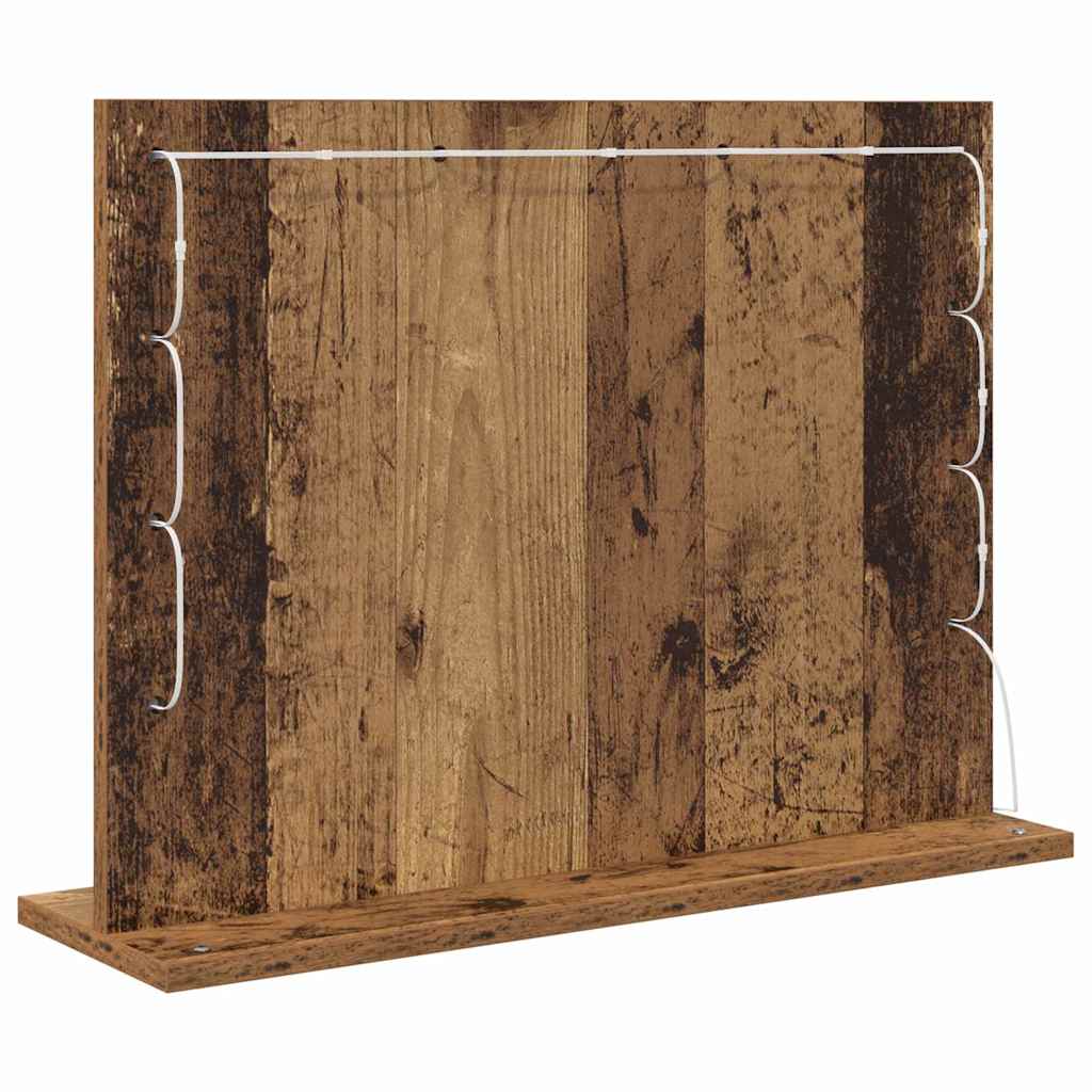Vaskeskab Spejl Med Spejl Gammelt Træ 60 X 45 X 18 Cm - Billede 6