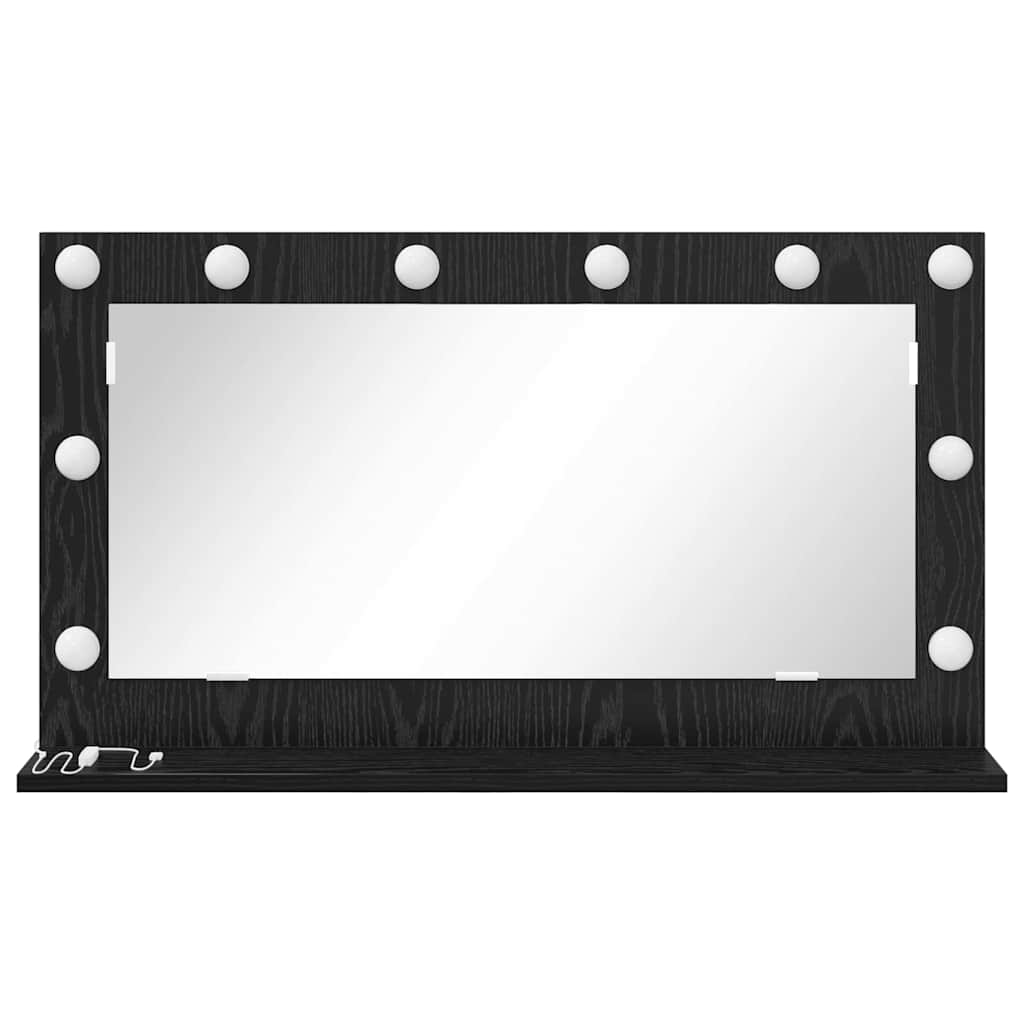 Vaskeskab Spejl Sort Eg 80 X 45 X 18 Cm Konstrueret Træ Og Glas - Billede 4