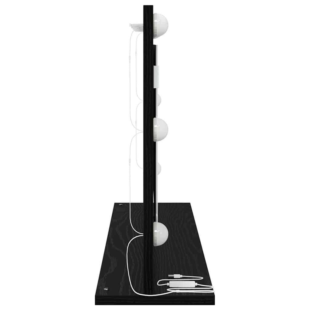 Vaskeskab Spejl Sort Eg 80 X 45 X 18 Cm Konstrueret Træ Og Glas - Billede 5