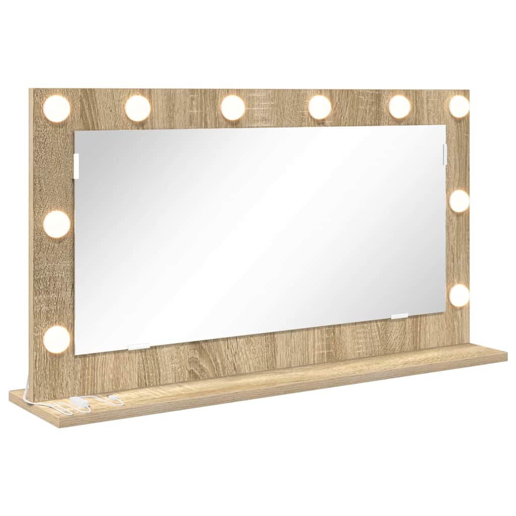 Vaskeskab Spejl Med Led -strimmellys Sonoma Eg 80 X 45 X 18 Cm - Billede 2