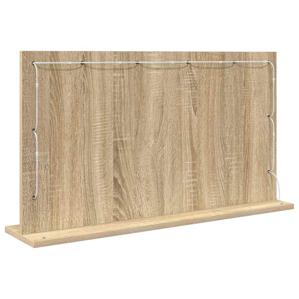 Vaskeskab Spejl Med Led -strimmellys Sonoma Eg 80 X 45 X 18 Cm - Billede 6