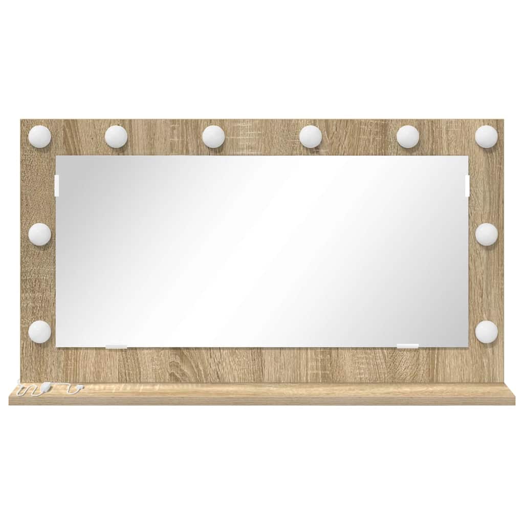 Vaskeskab Spejl Med Led -strimmellys Sonoma Eg 80 X 45 X 18 Cm - Billede 4