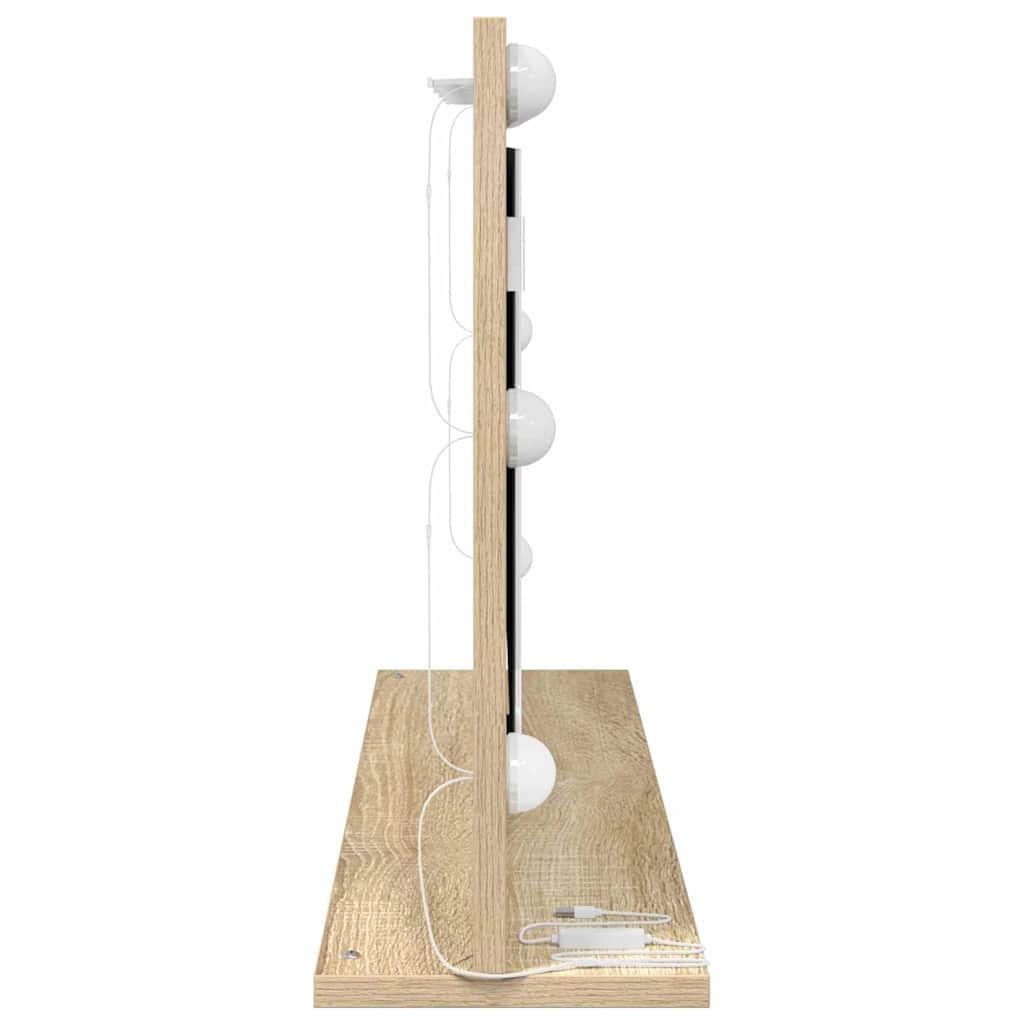 Vaskeskab Spejl Med Led -strimmellys Sonoma Eg 80 X 45 X 18 Cm - Billede 5