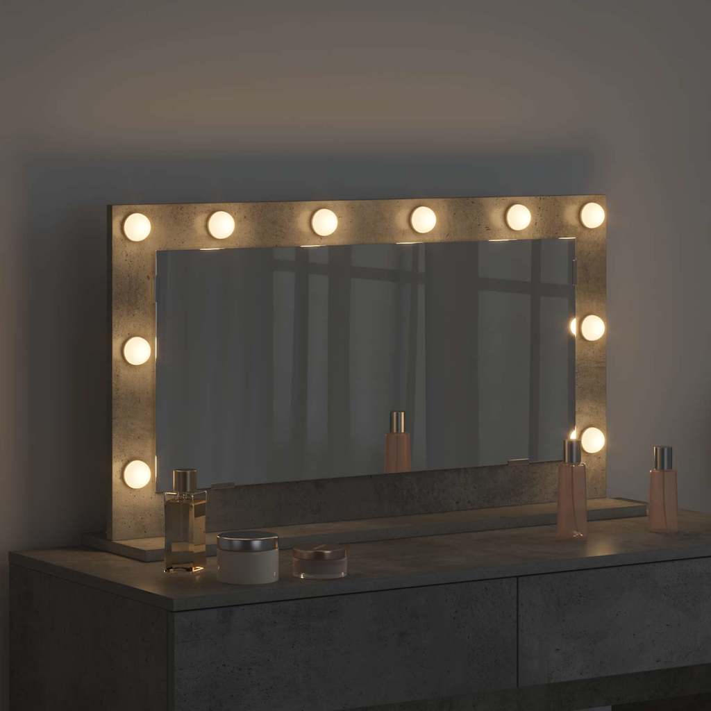 Vaskeskab Spejl Med Led -strimmellys Beton Grå 80 X 45 X 18 Cm - Billede 3