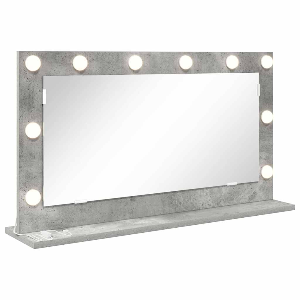 Vaskeskab Spejl Med Led -strimmellys Beton Grå 80 X 45 X 18 Cm - Billede 2