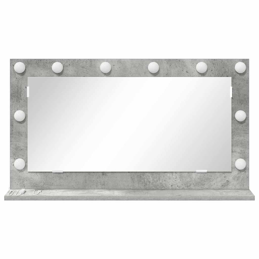 Vaskeskab Spejl Med Led -strimmellys Beton Grå 80 X 45 X 18 Cm - Billede 4