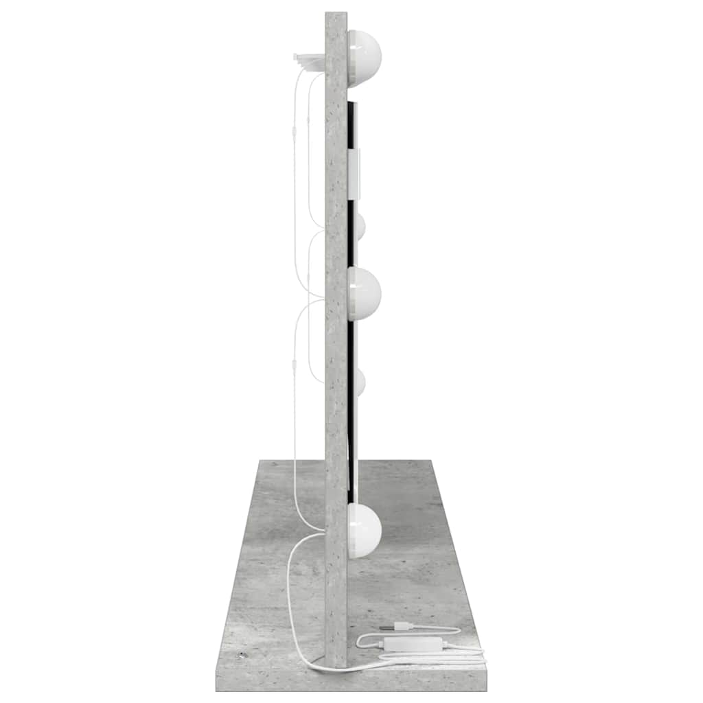 Vaskeskab Spejl Med Led -strimmellys Beton Grå 80 X 45 X 18 Cm - Billede 5