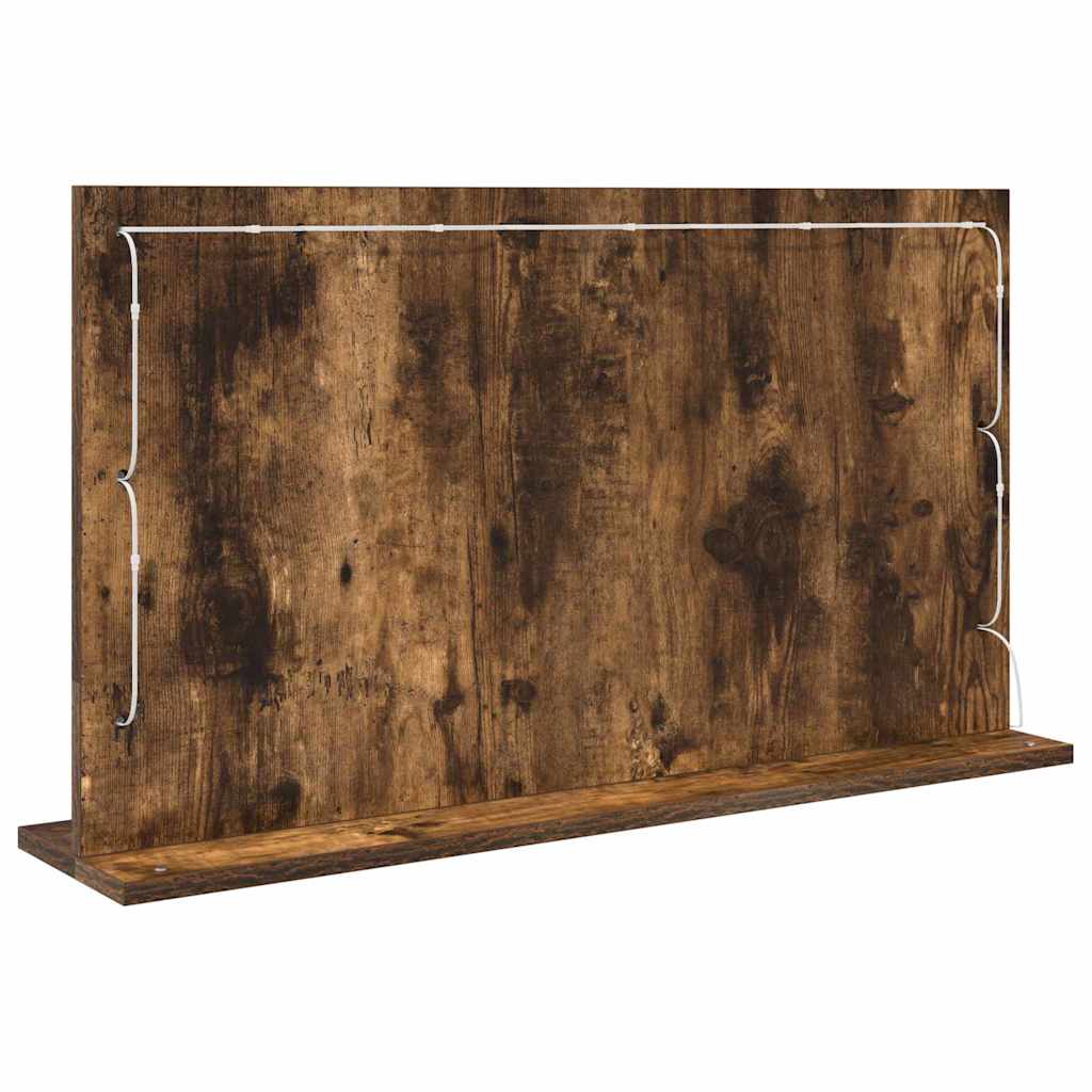 Vaskeskab Spejl Med Led -strimmellys Røget Eg 80 X 45 X 18 Cm - Billede 6