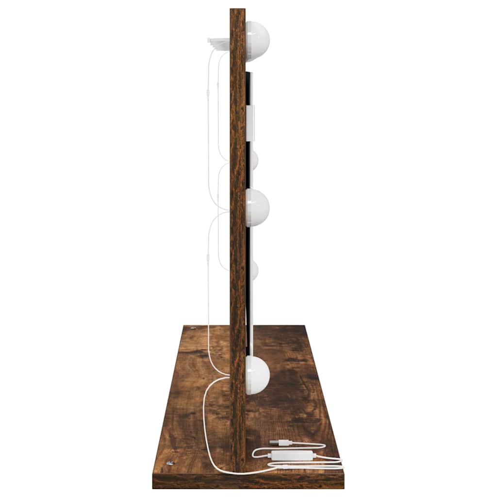 Vaskeskab Spejl Med Led -strimmellys Røget Eg 80 X 45 X 18 Cm - Billede 5