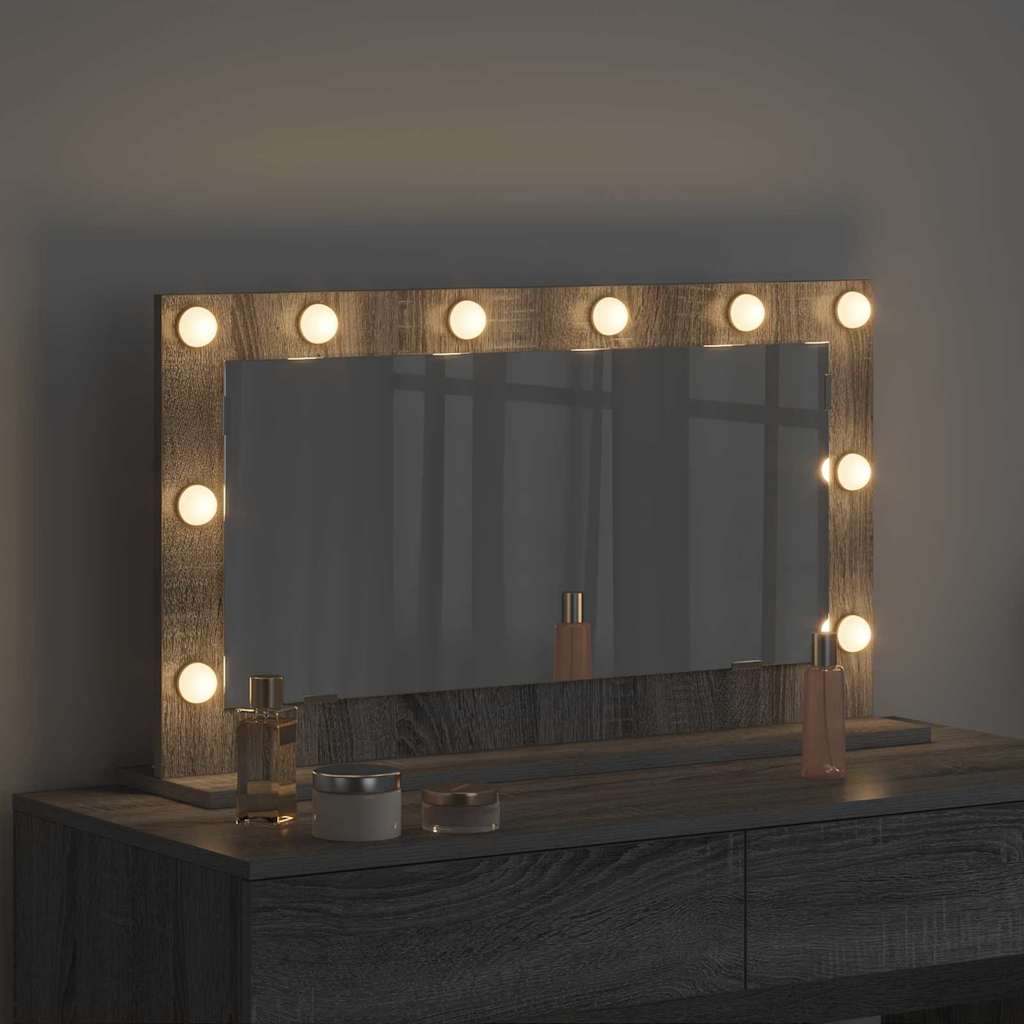Vaskeskab Spejl Med Led -strimmellys Grå Sonoma 80 X 45 X 18 Cm - Billede 3