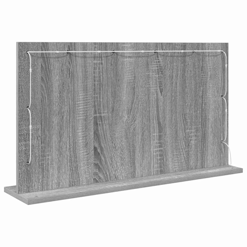 Vaskeskab Spejl Med Led -strimmellys Grå Sonoma 80 X 45 X 18 Cm - Billede 6