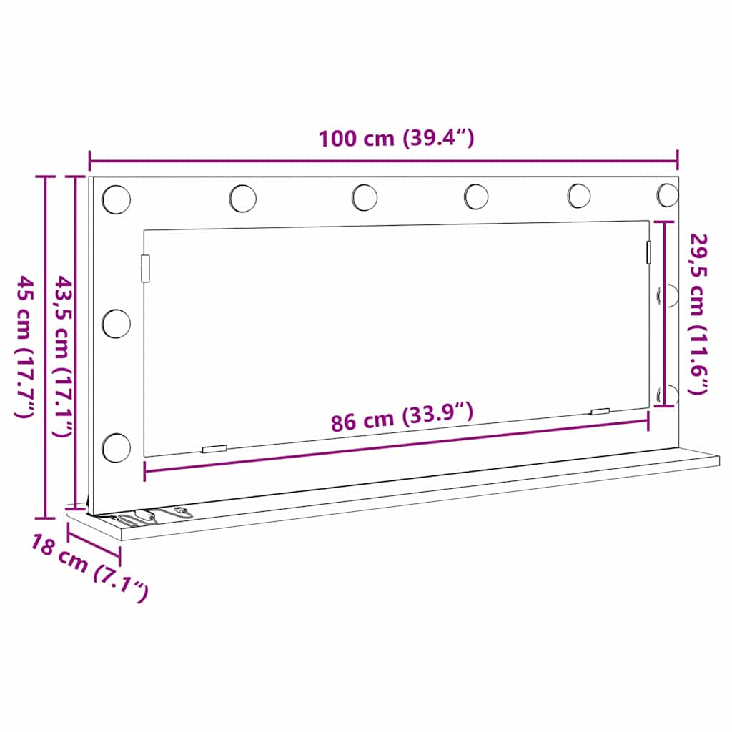 Vaskeskab Spejl Hvid 100 X 45 X 18 Cm Konstrueret Træ Og Glas - Billede 11