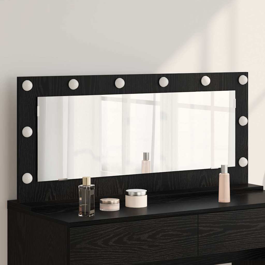 Vaskeskab Spejl Med Led -strimmellys Sort Eg 100 X 45 X 18 Cm - Hovedbillede