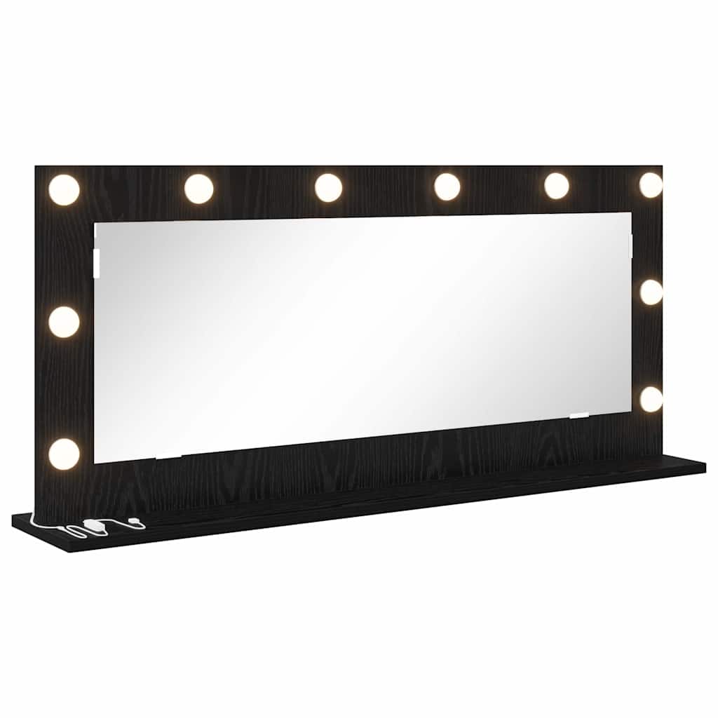 Vaskeskab Spejl Med Led -strimmellys Sort Eg 100 X 45 X 18 Cm - Billede 2
