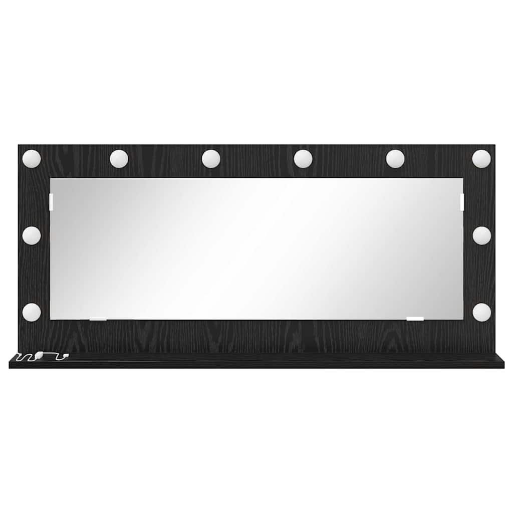 Vaskeskab Spejl Med Led -strimmellys Sort Eg 100 X 45 X 18 Cm - Billede 4