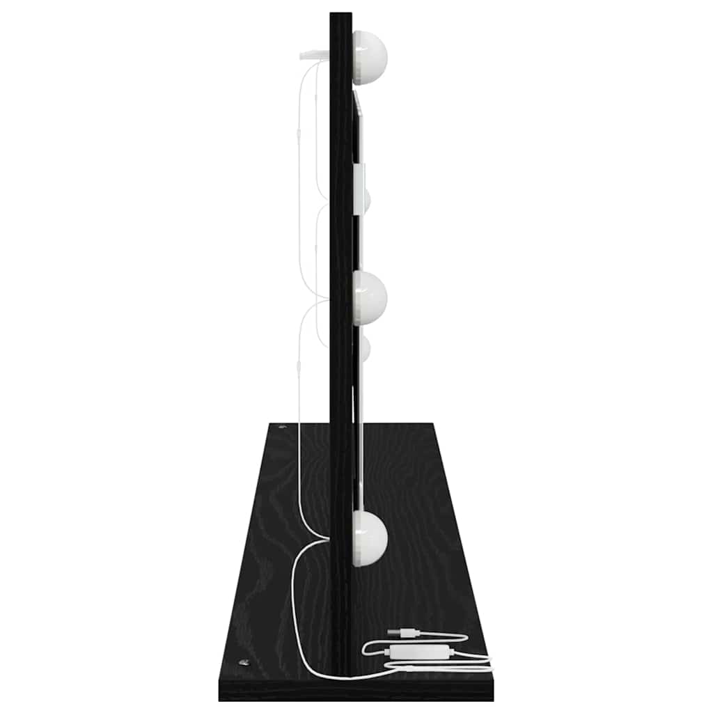 Vaskeskab Spejl Med Led -strimmellys Sort Eg 100 X 45 X 18 Cm - Billede 5