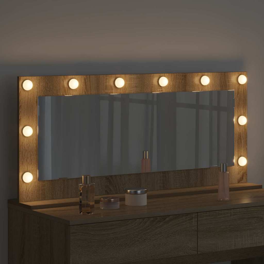 Vaskeskab Spejl Med Led -strimmellys Sonoma Eg 100 X 45 X 18 Cm - Billede 3