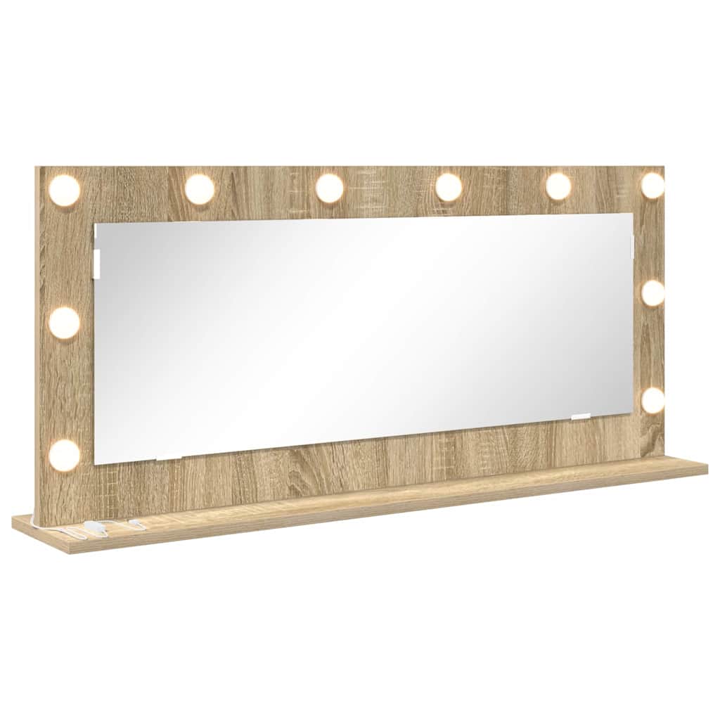 Vaskeskab Spejl Med Led -strimmellys Sonoma Eg 100 X 45 X 18 Cm - Billede 2